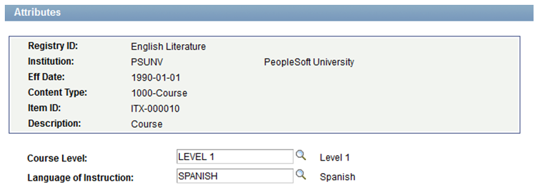 Attributes page