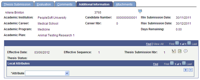 Thesis Management - Additional Information page