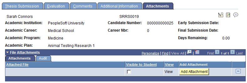 Thesis Management - Attachments page