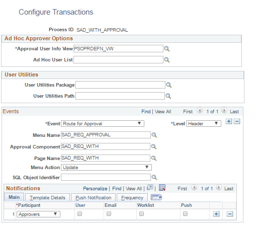 Configure Transactions page for Withdrawal Requests in Self Service Fluid User Interface