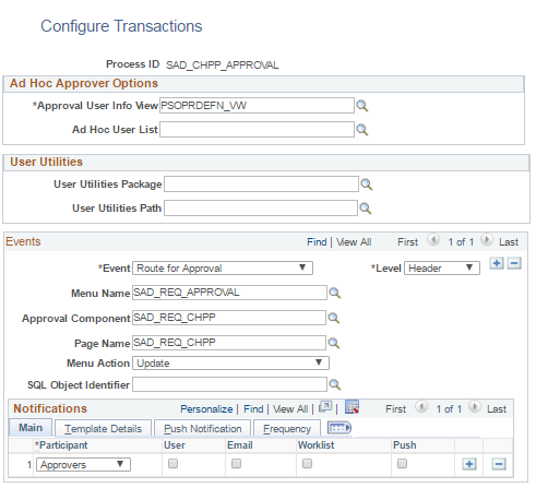 Configure Transactions page for Change Program Plan Requests in Self Service Fluid User Interface