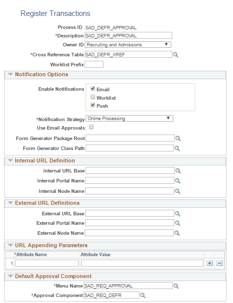 Register Transactions page for Deferrals Requests in Self Service Fluid User Interface