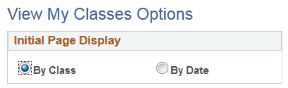 View My Classes Options page