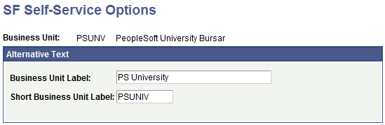 SF (Student Financials) Self Service Options page