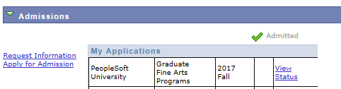 Example 3 of impact of settings on Applicant Status Options page