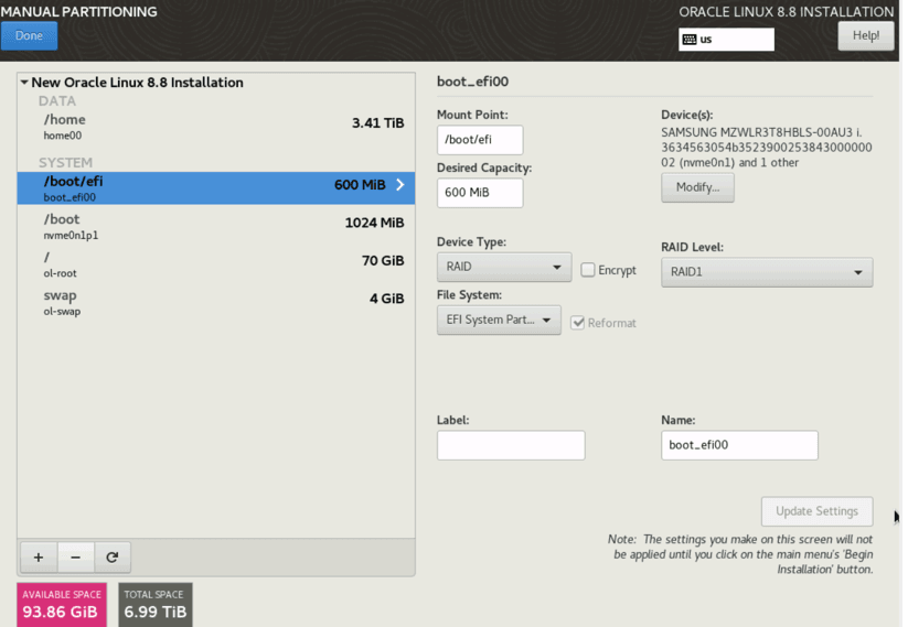 Manual partitioning boot