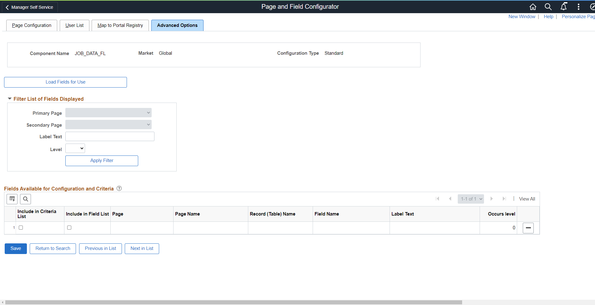 PFC_Advanced Options page