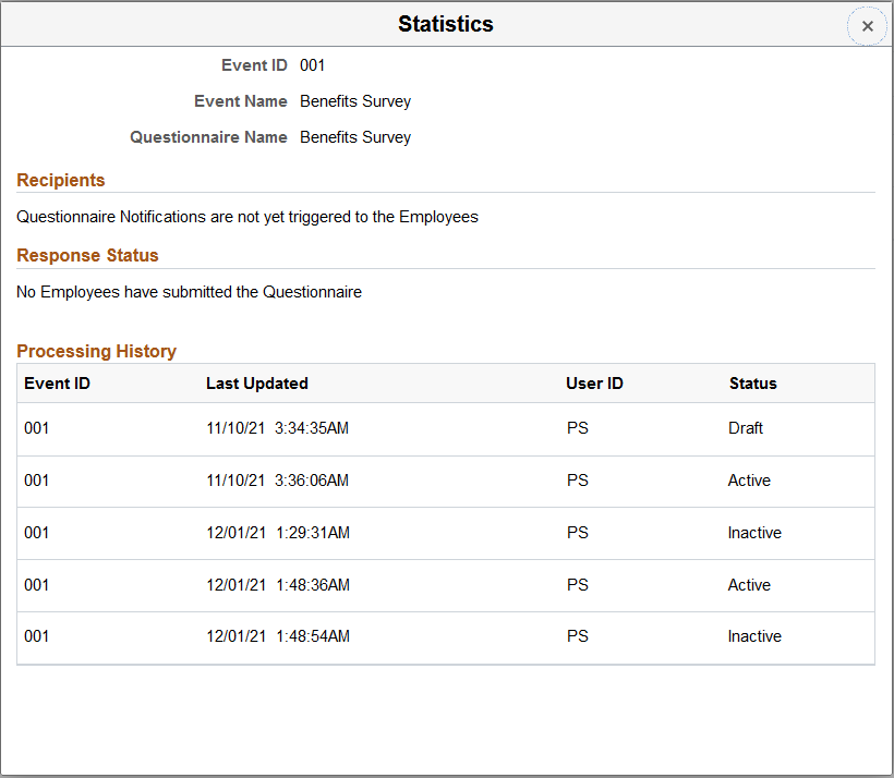 Statistics page