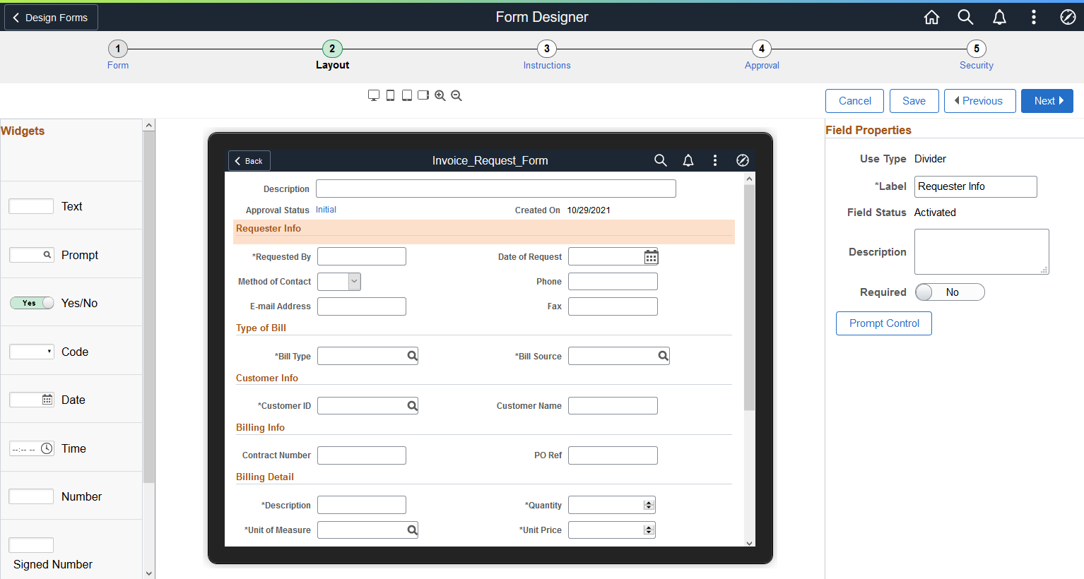 Form Designer - Layout Page