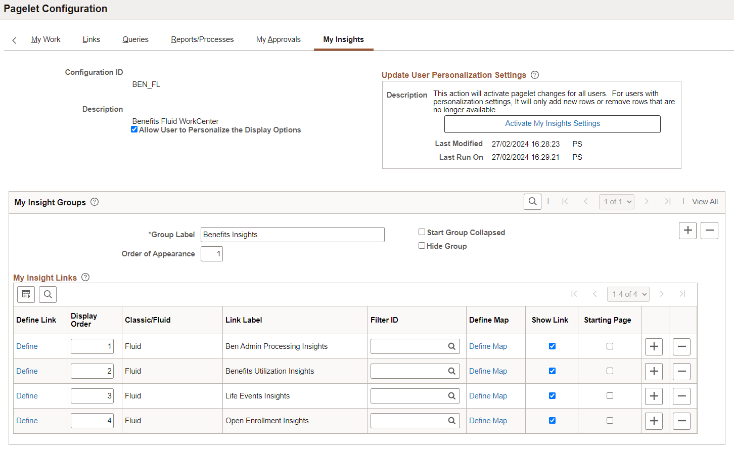 Configure Pagelets_My Insights page