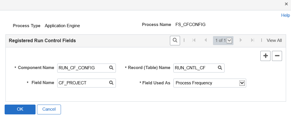 Register Run Control Fields