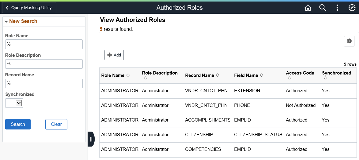 View Authorized Roles