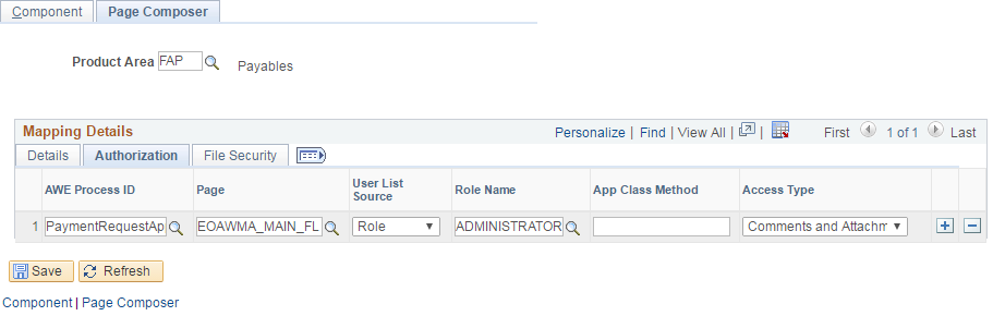 CAVF Mapping - Page Composer Authorization