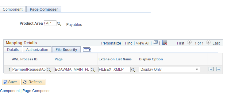 CAVF Mapping Page Composer File Security.