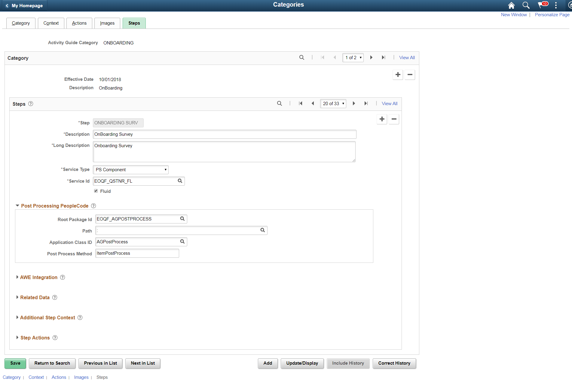 AGC Categories Steps page