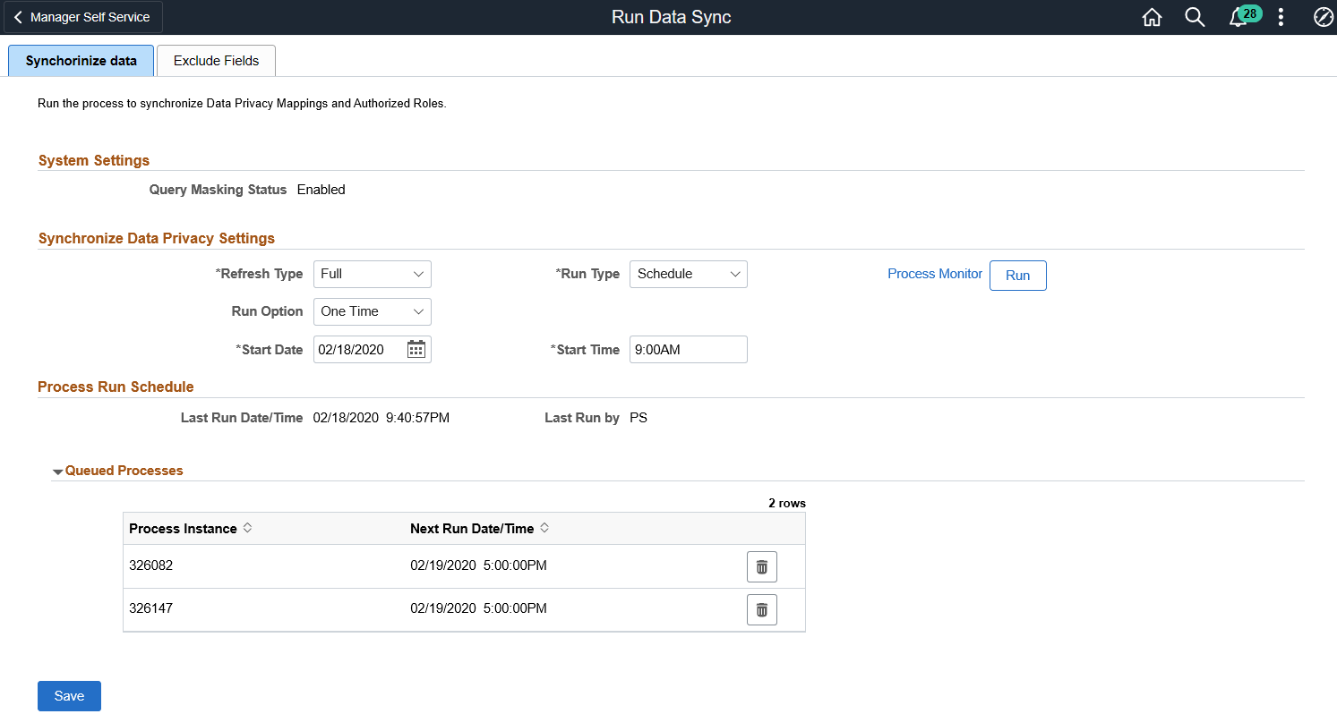 Synchronize Data Tab