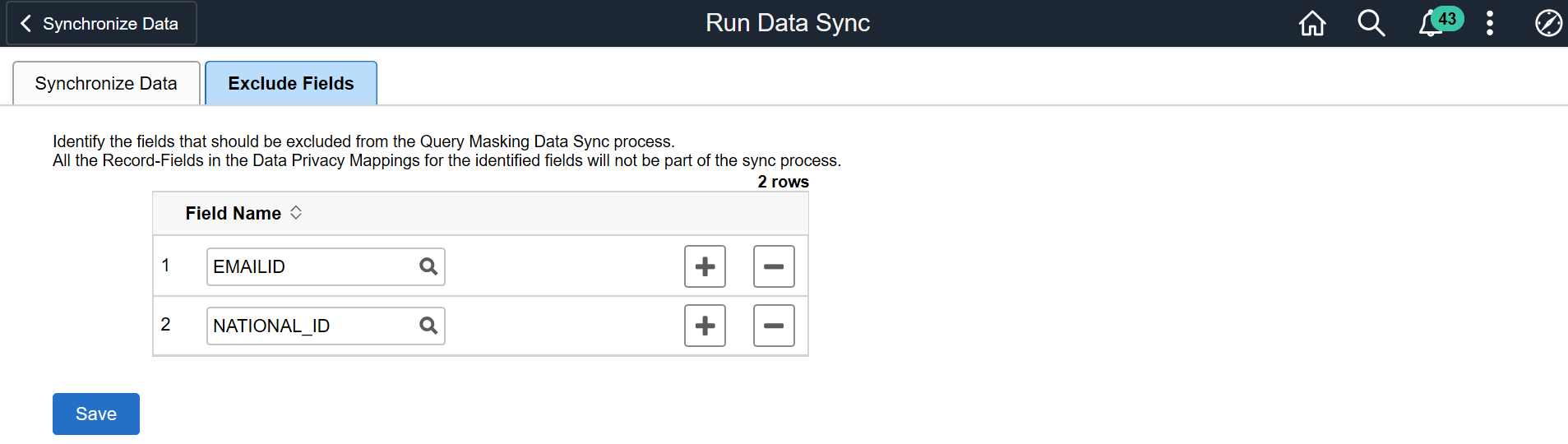 Exclude Fields Tab