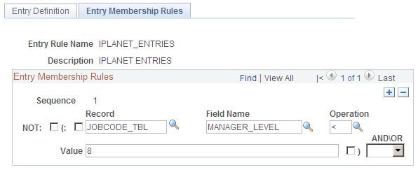 Entry Membership Rules page