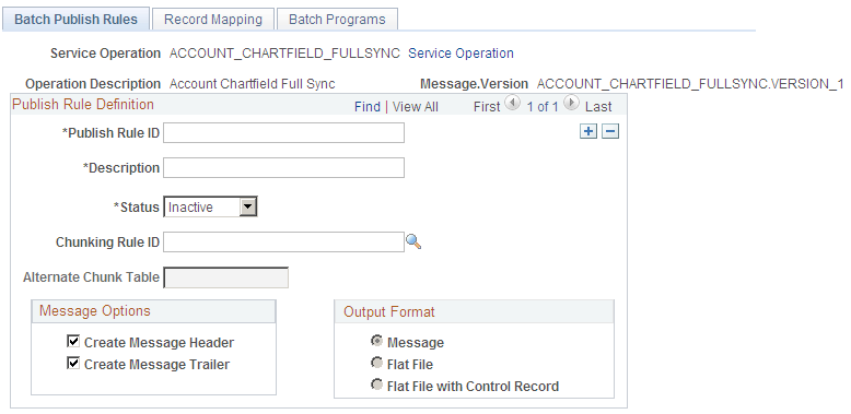 Batch Publish Rules page