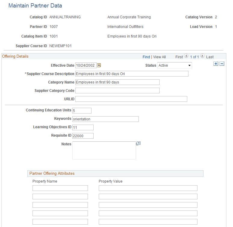 Maintain Partner Data page 1 of 2