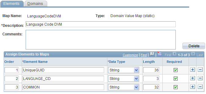 Domain value map for language code