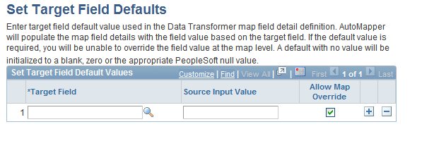 Set Target Field Default page