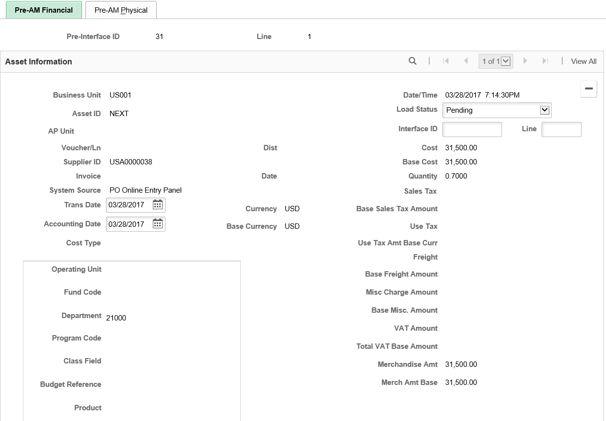 Pre-AM Financial page (1 of 2)