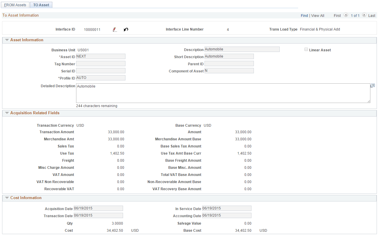 Asset Consolidation - TO Asset Page (1 of 5)