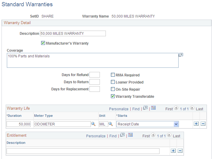 Standard Warranties page