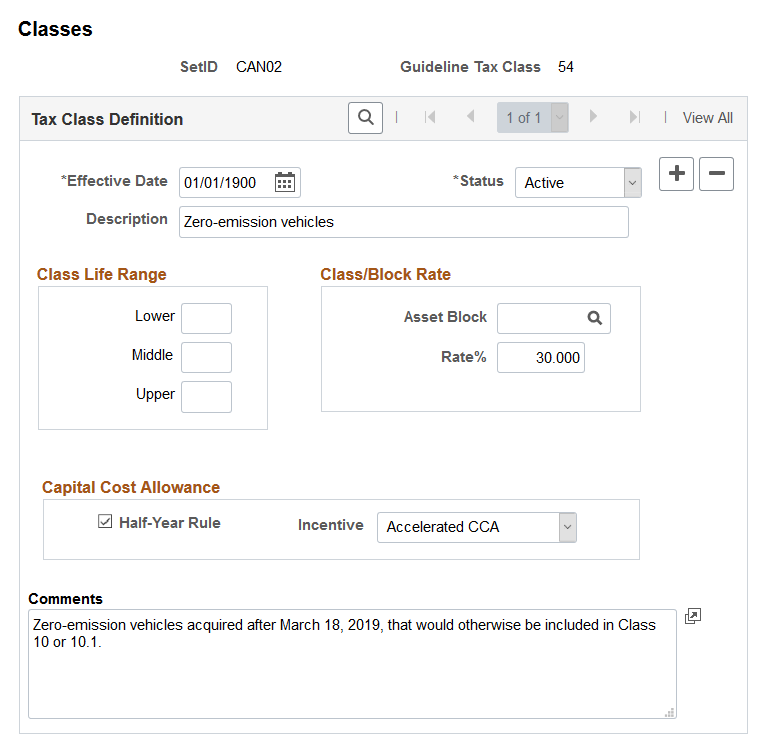 Classes page