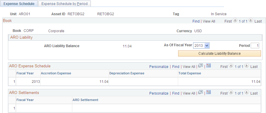 Expense Schedule page