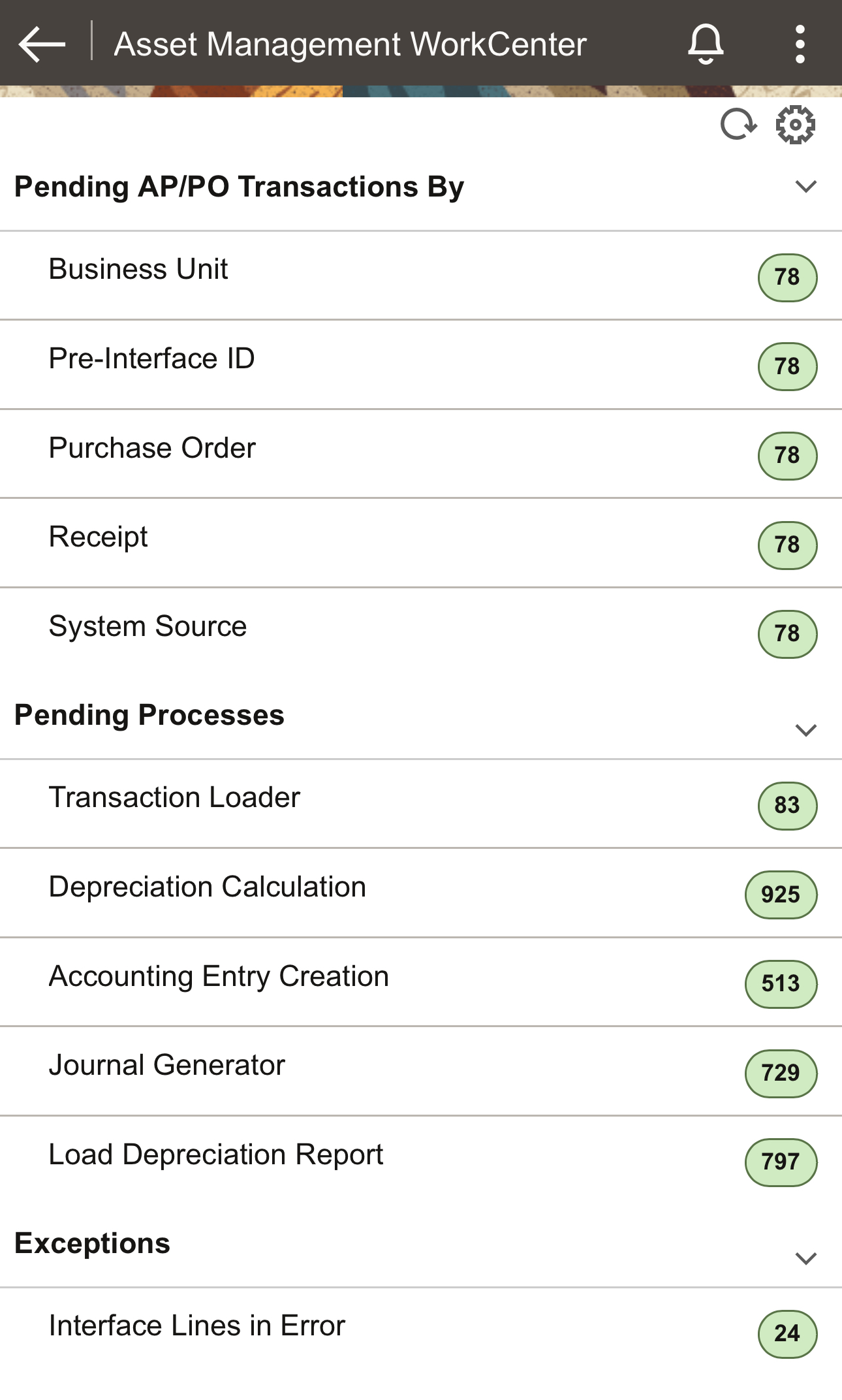 Asset Management WorkCenter Page (Fluid) on Mobile