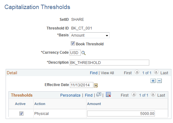 Capitalization Thresholds page - Book Method