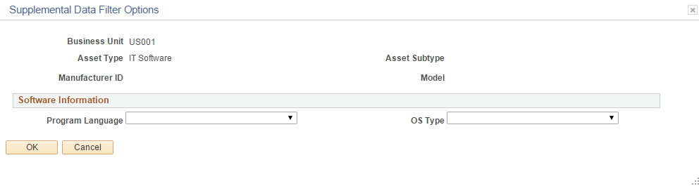 Additional Search Criteria - Supplemental Data Filter Options Page