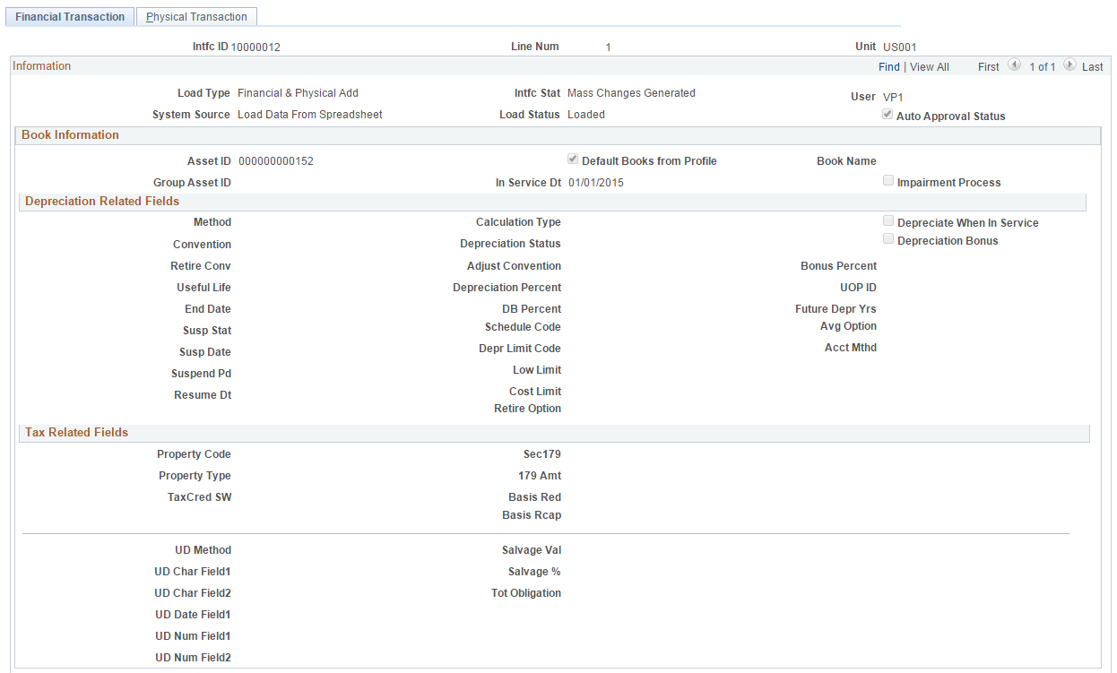 Financial Transaction Page (1 of 2)