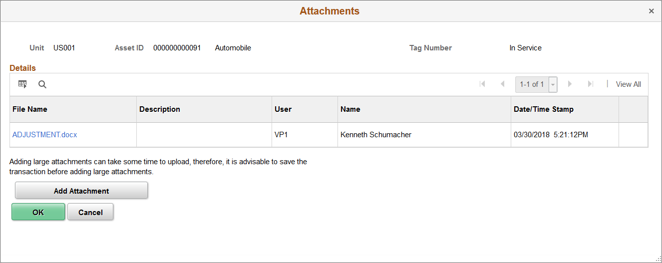 Transaction Reversal - Attachments page