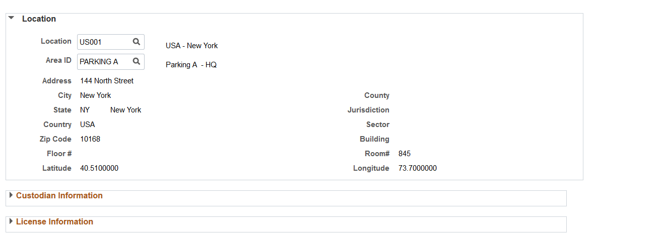 Asset Information - Define Asset Operational Information page (3 of 5)