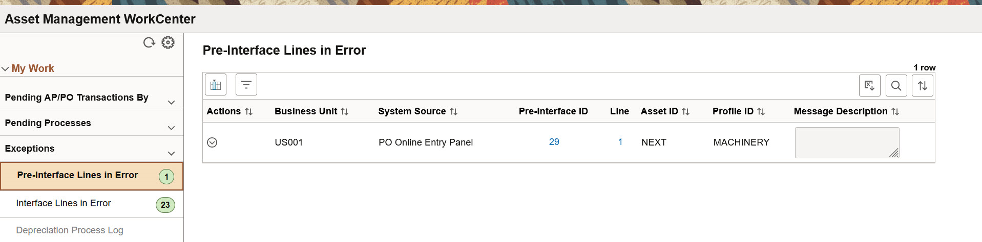 Pre-Interface Lines in Error page