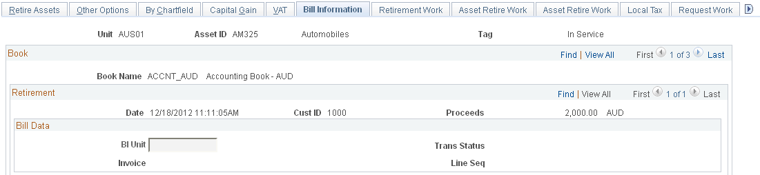 Bill Information page