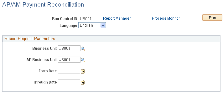 AP/AM Payment Reconciliation page