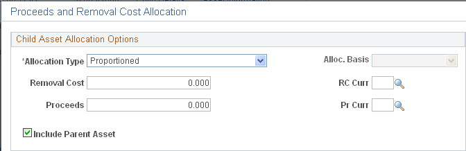 Proceeds and Removal Cost Allocation page