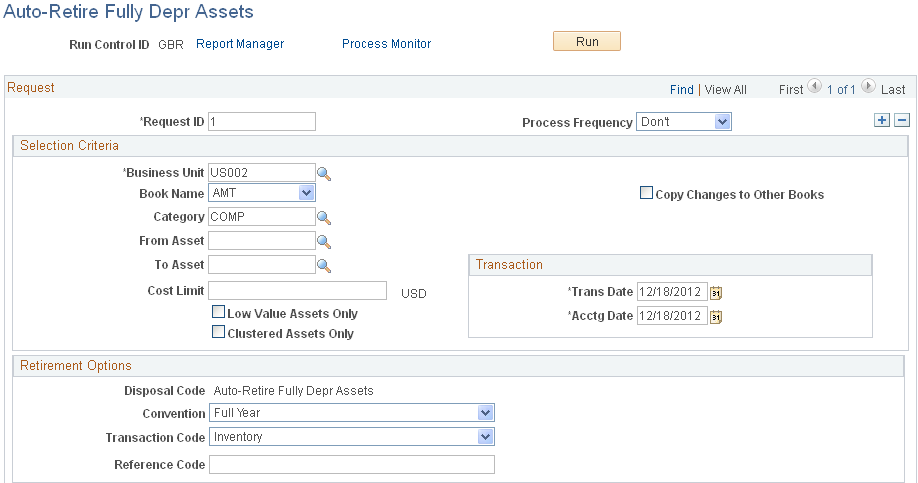 Auto-Retire Fully Depr Assets page