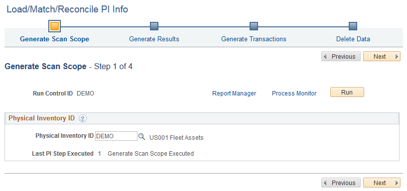 Load/Match/Reconcile PI Info page (Mobile Physical Inventory)