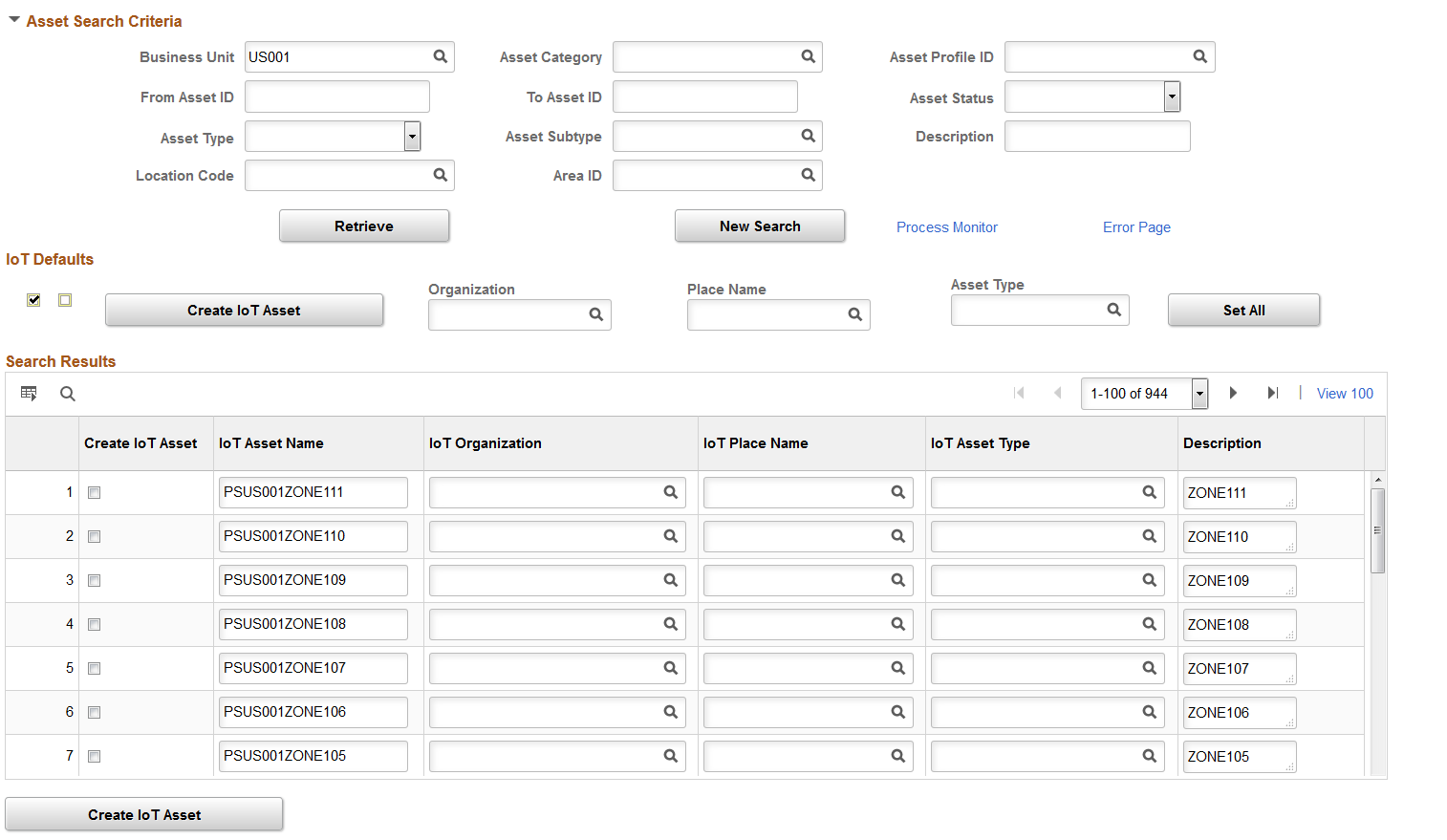 Upload Assets to IoT page