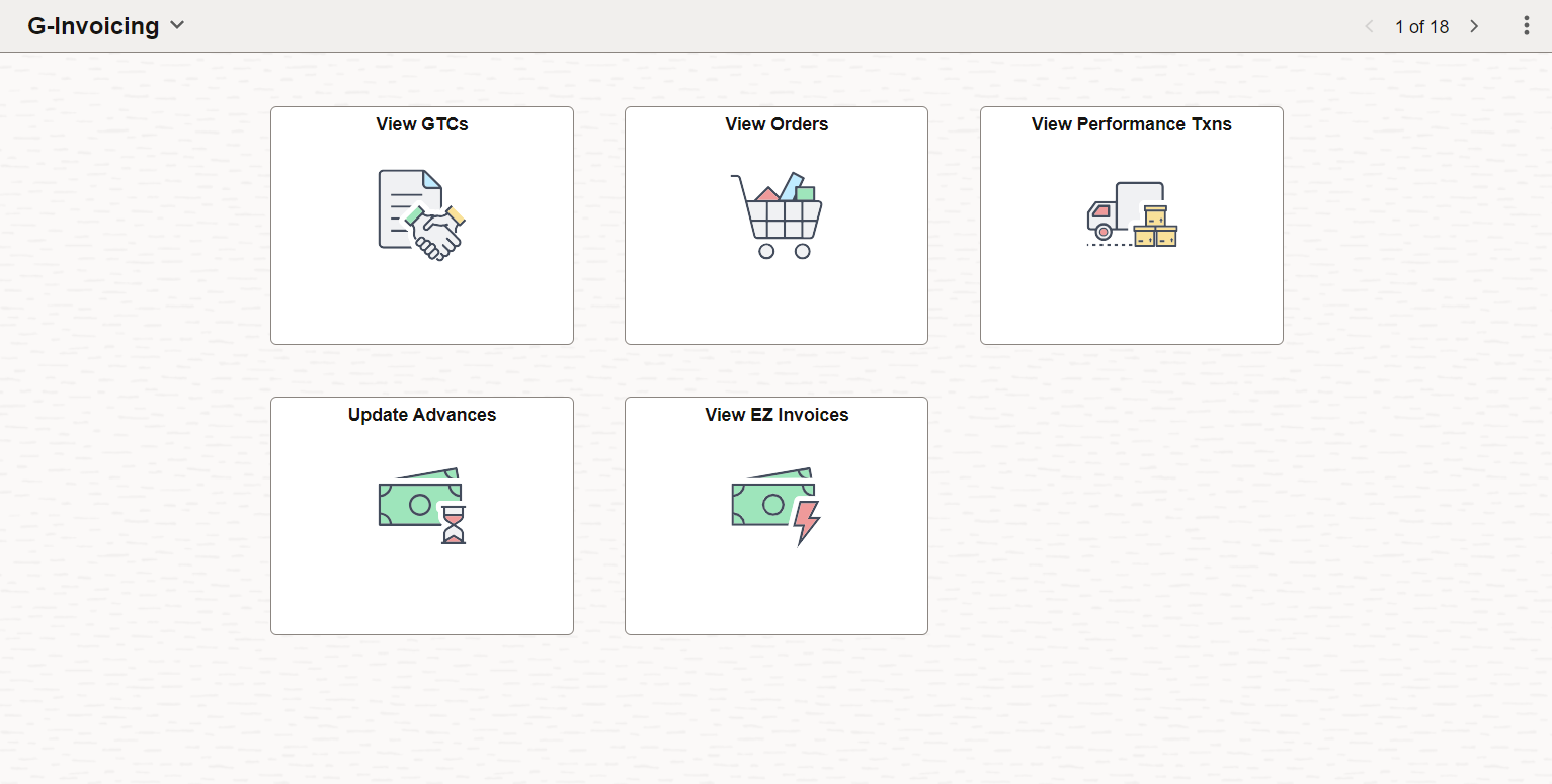 G-Invoicing Home page