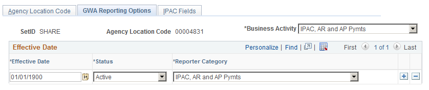 GWA Reporting Options page