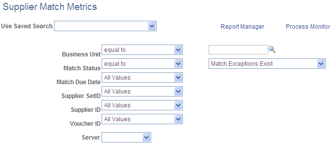 Supplier Match Metrics page