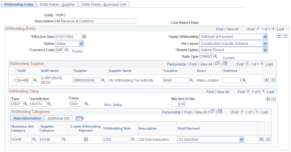 Withholding Entity page