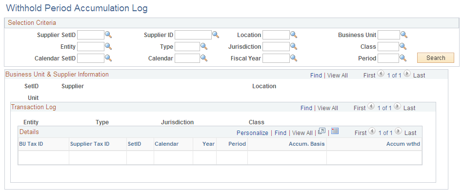 Withhold Period Accumulation Log page