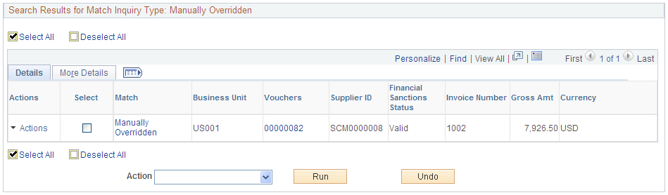 Match Workbench page - Manually Overridden Vouchers (2 of 2)